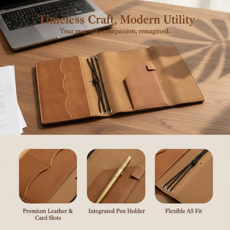 Leather Work Organiser - @*Refillable Crazy Horse Leather Binder Organizer