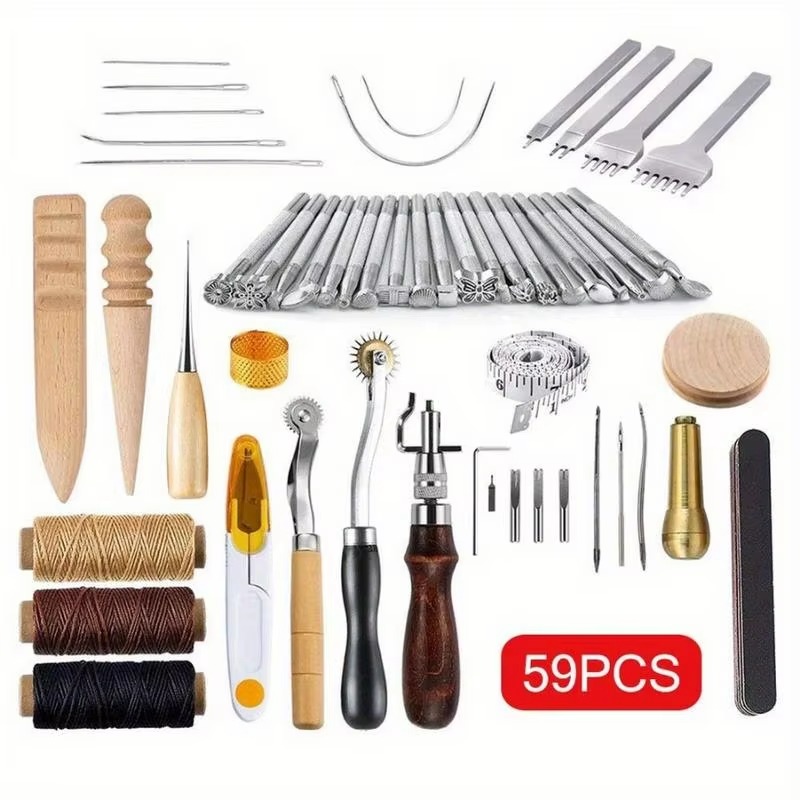 59PCS Leather Craft Set Hand T - огляд і ціна Groover Stitching Tool