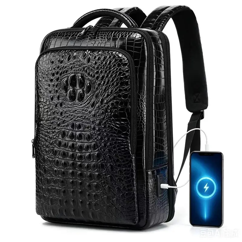 New Men's Crocodile Patterned  - огляд і ціна Leather Work Bag