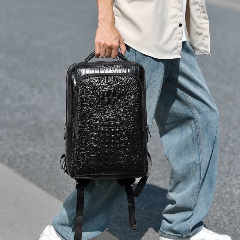New Men's Crocodile Patterned  - огляд і ціна Leather Work Bag