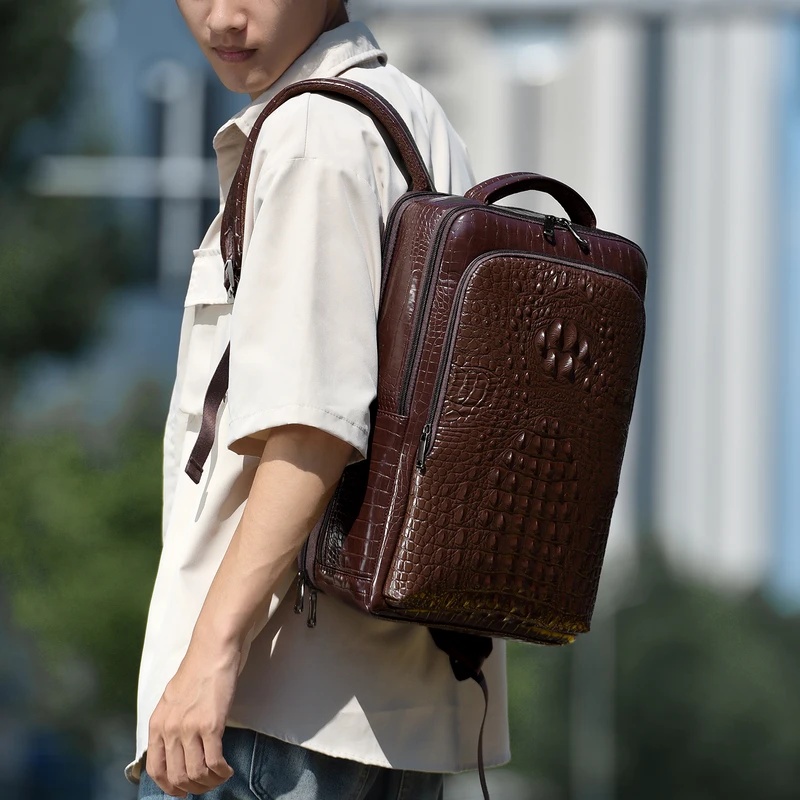New Men's Crocodile Patterned  - огляд і ціна Leather Work Bag